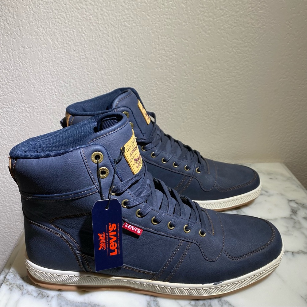 Levi's Mens Stanton Waxed UL NB Fashion Hightop Sneaker Shoe Navy Tan 51883872U